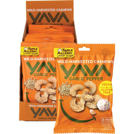 YAVA Wild-Harvested Cashews Garlic Pepper 10x35g