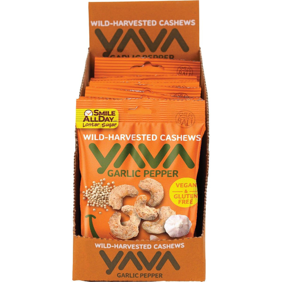 YAVA Wild-Harvested Cashews Garlic Pepper 10x35g