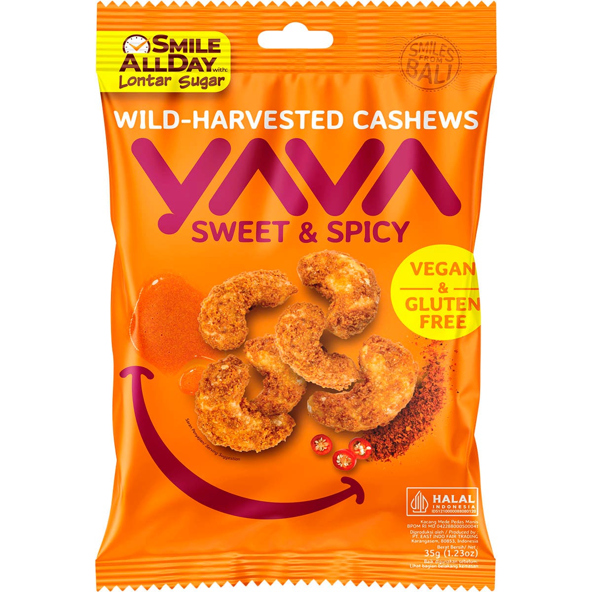YAVA Wild-Harvested Cashews Sweet & Spicy 10x35g