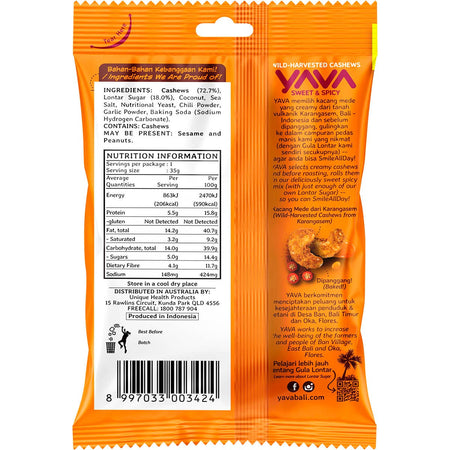 YAVA Wild-Harvested Cashews Sweet & Spicy 10x35g