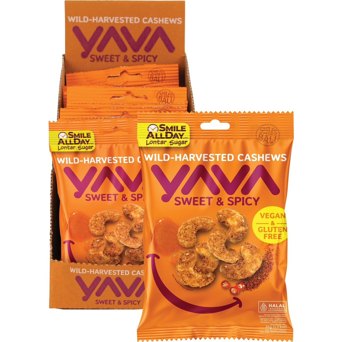 YAVA Wild-Harvested Cashews Sweet & Spicy 10x35g