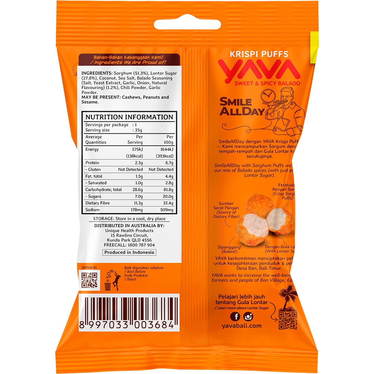 YAVA Krispi Puffs Sweet & Spicy Balado 35g