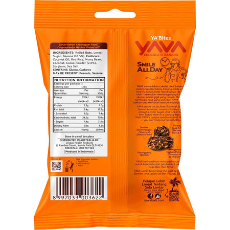 YAVA YA'Bites Granola Snack Chocolate Banana 8x35g