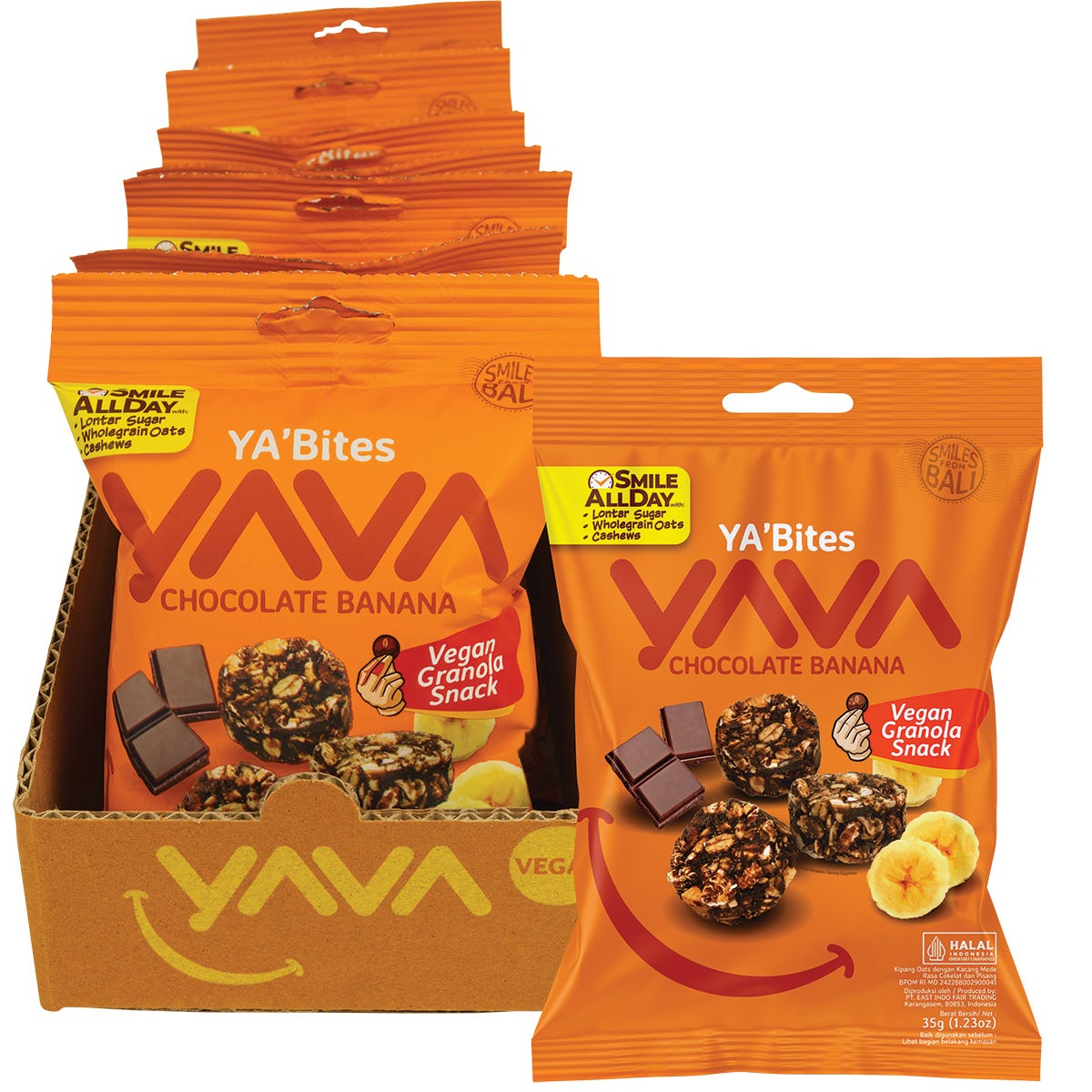YAVA YA'Bites Granola Snack Chocolate Banana 8x35g