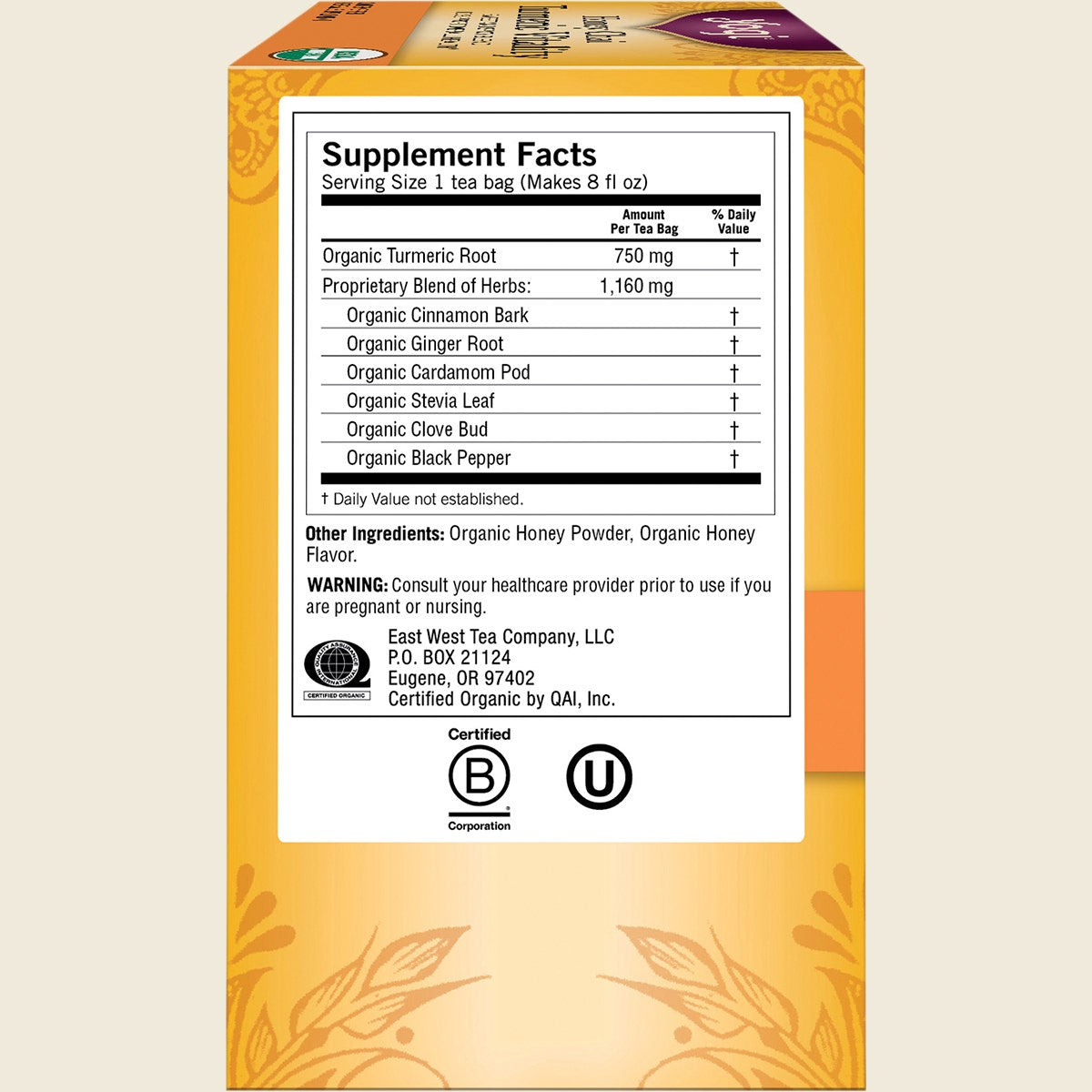 Yogi Tea Herbal Tea Bags Honey Chai Turmeric Vitality 16pk