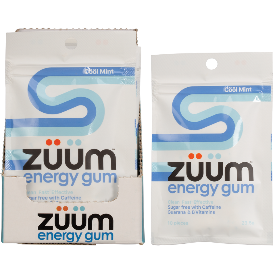 Zuum Energy Cool Mint Chewing Gum 10 Pack x 16 Pack