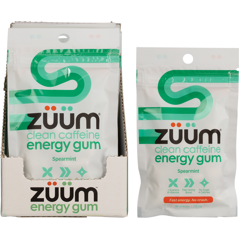 Zuum Energy Spearmint Chewing Gum 10 Pack x 16 Pack