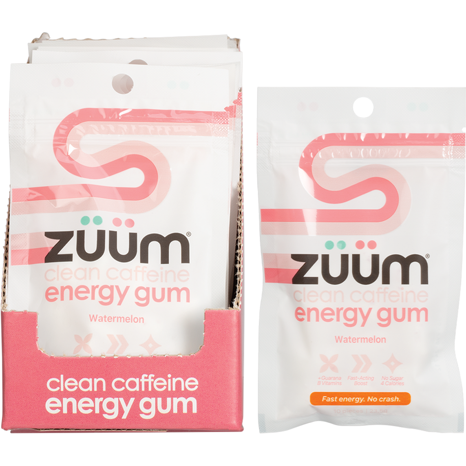 Zuum Energy Watermelon Chewing Gum 10 Pack x 16 Pack