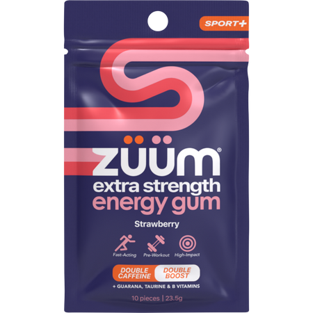 Zuum Energy Gum Extra Strength Sport Strawberry Hasta 16x10pcs