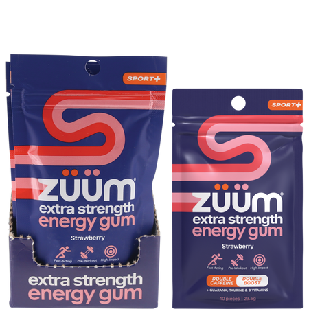 Zuum Energy Gum Extra Strength Sport Strawberry Hasta 16x10pcs