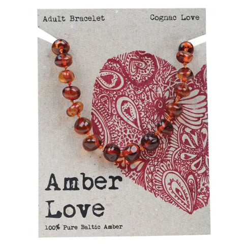 Amber Love Adult's Bracelet 100% Baltic Amber - Cognac Love 20cm