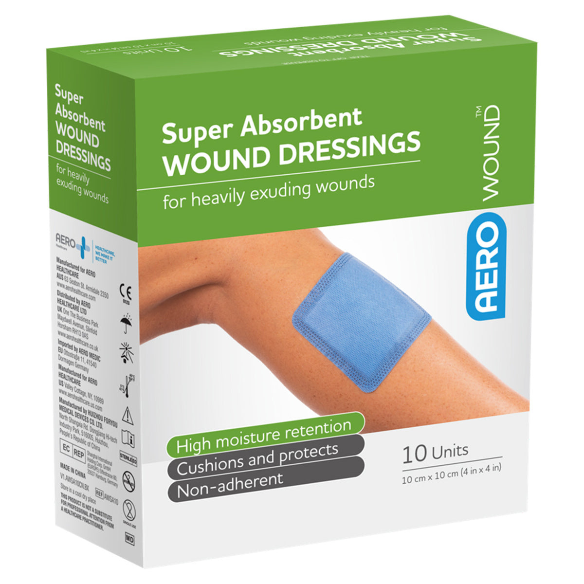 Aero Super Absorbent Wound Dressing 10cm X 10cm 10PK