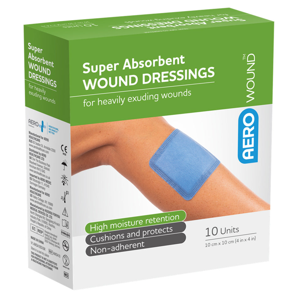 Aero Super Absorbent Wound Dressing 10cm X 10cm 10PK
