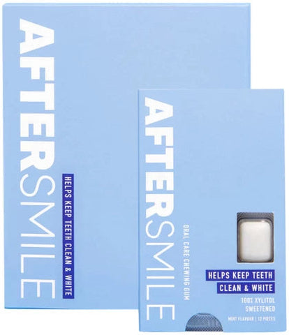 Aftersmile Xylitol Whitening Oral Care Chewing Gum (Clean & White Teeth) Mint 12 Pieces 18g