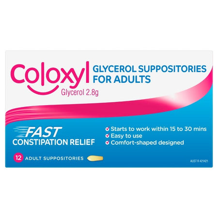 Coloxyl Glycerol Suppositories For Adults 12PK