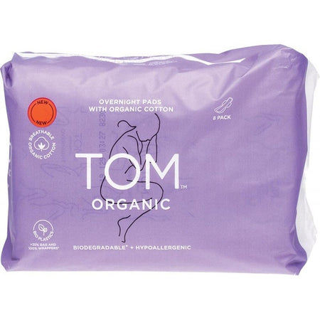 TOM ORGANIC Pads Overnight 8 Pads
