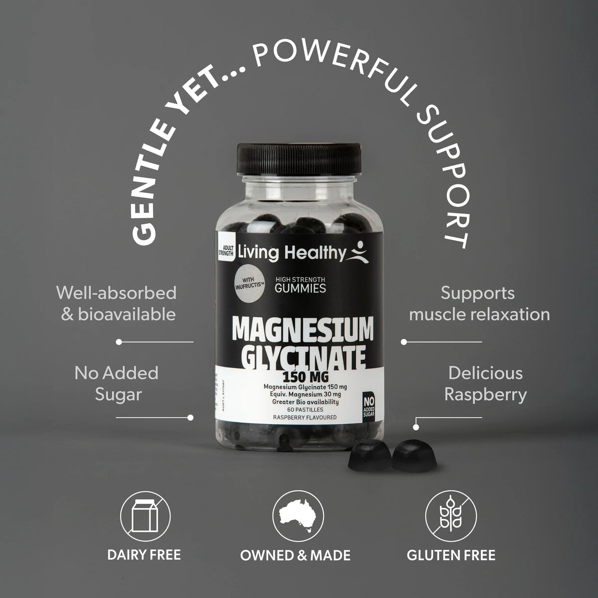 Living Healthy Gummies Magnesium Glycinate 150mg 60 Pastilles