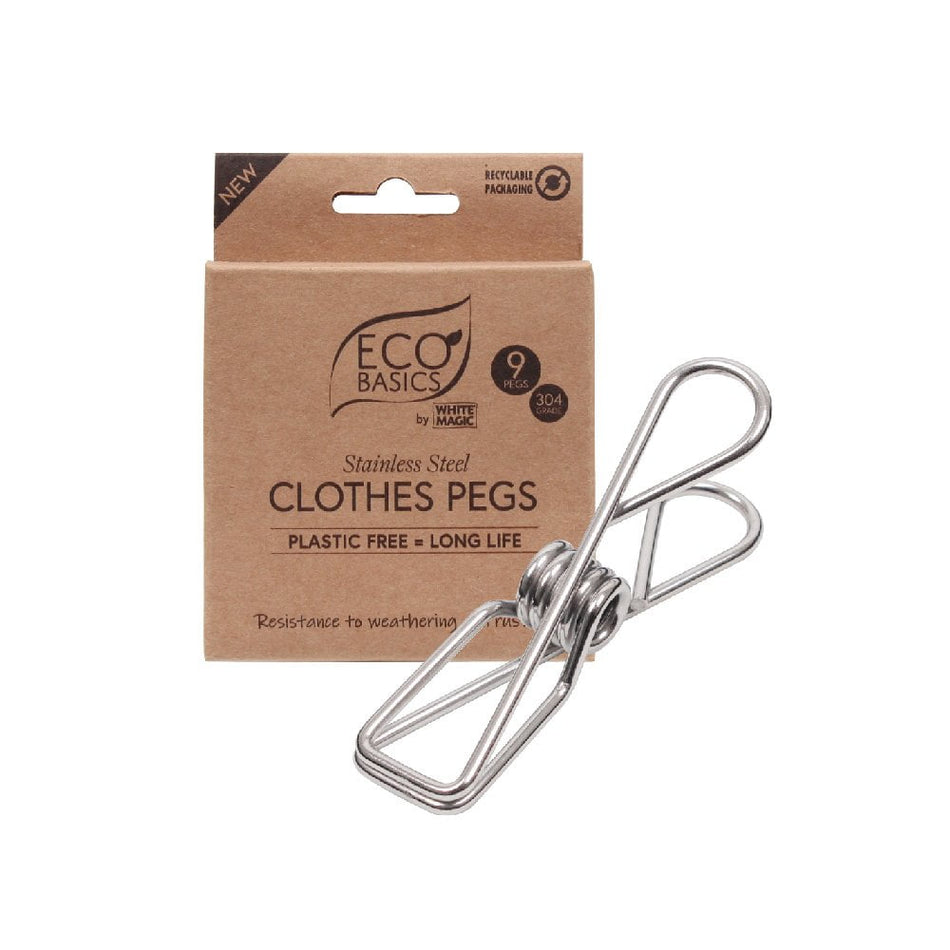 White Magic Eco Basics Clothes Pegs 9Pk