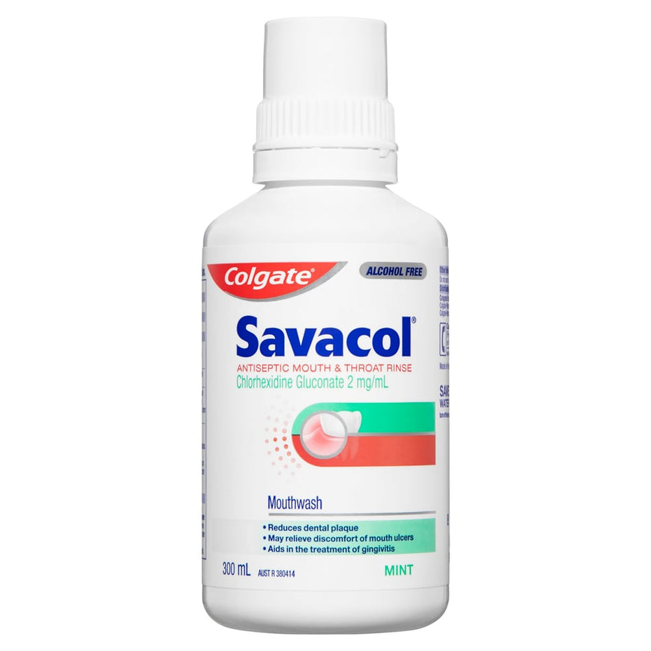 Colgate Savacol Rinse Alcohol Free Original Mint 0.2% 300mL NEW