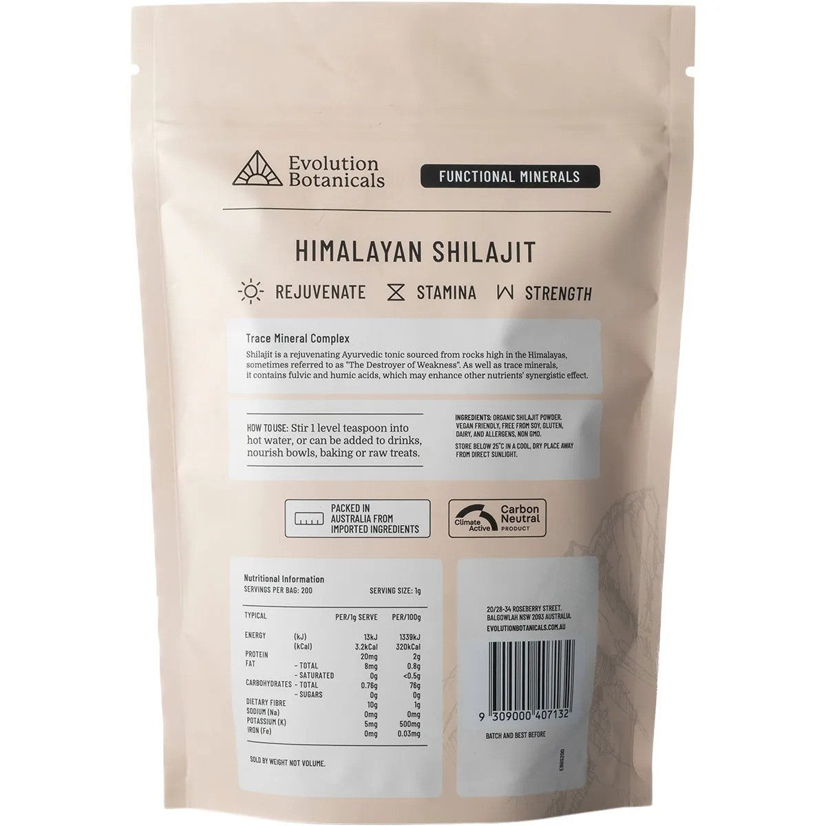 EVOLUTION BOTANICALS Himalayan Shilajit Trace Mineral Complex 200g