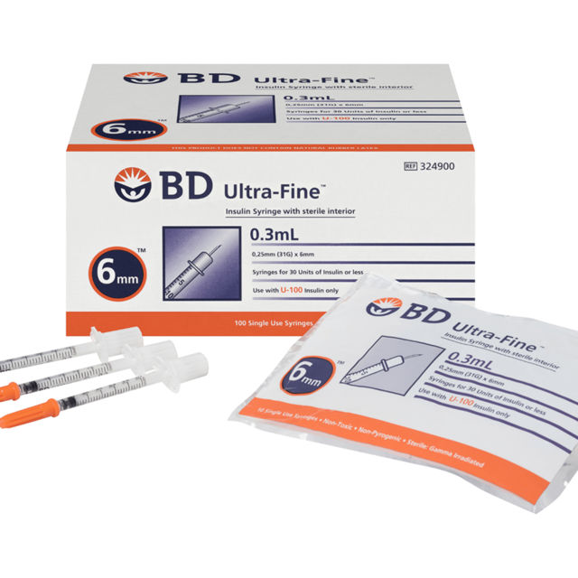 BD Ultra-Fine Syringe 0.3mL 31g 6mm 100