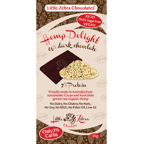 Little Zebra Chocolates Hemp Delight Dark Chocolate 85g (Pack of 12)