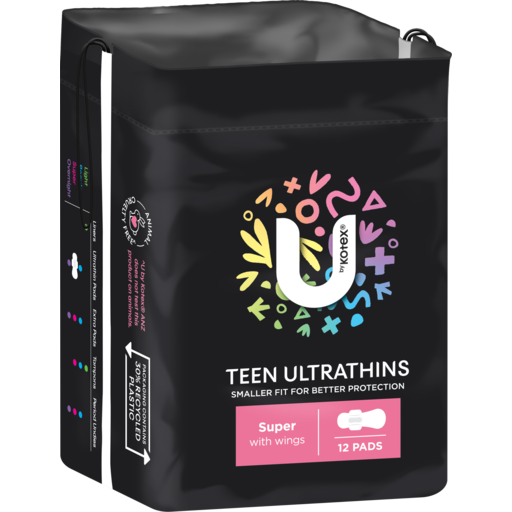U By Kotex Teen Ultrathins Super with wings 12 Pack