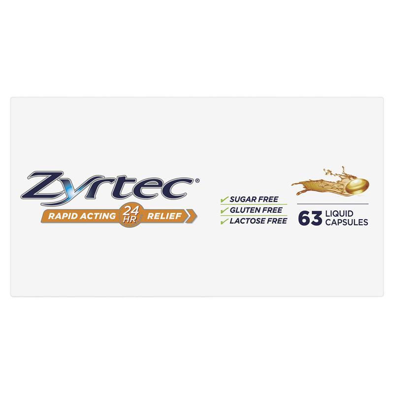Zyrtec 10mg Value Pack 63 Liquid Capules