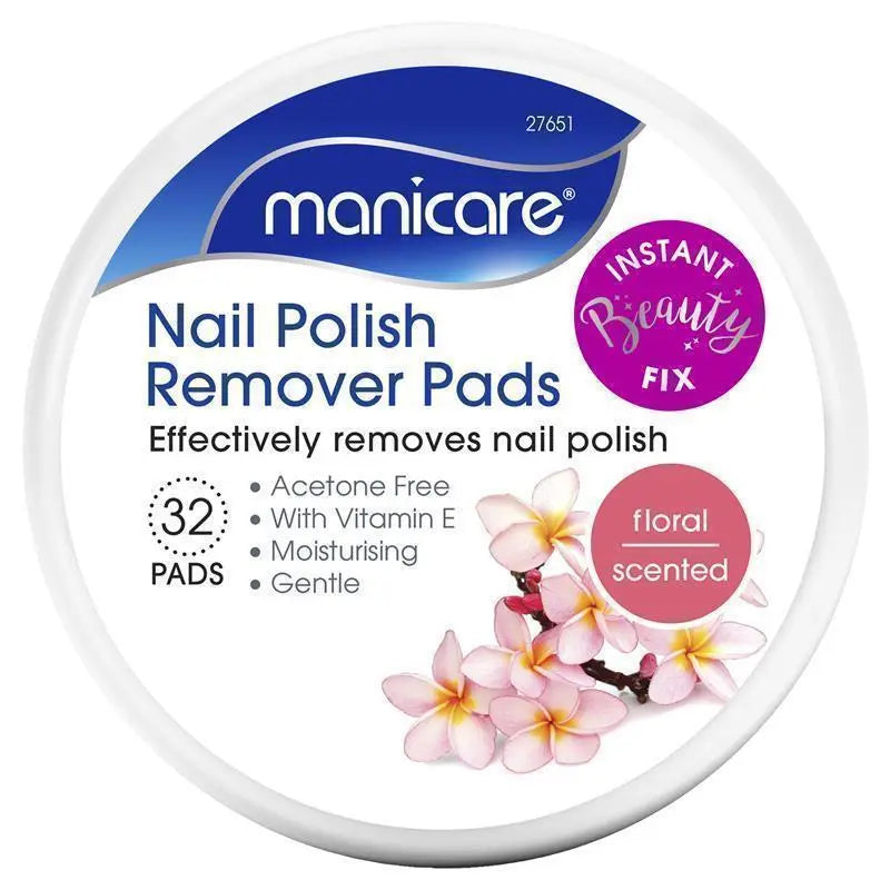 Manicare Nail Polish Remover Pads Floral (Pack of 6)