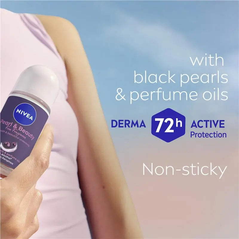 Nivea Pearl & Beauty Fine Fragrance Black Pearls Roll On Deodorant 72H Protection 50ml