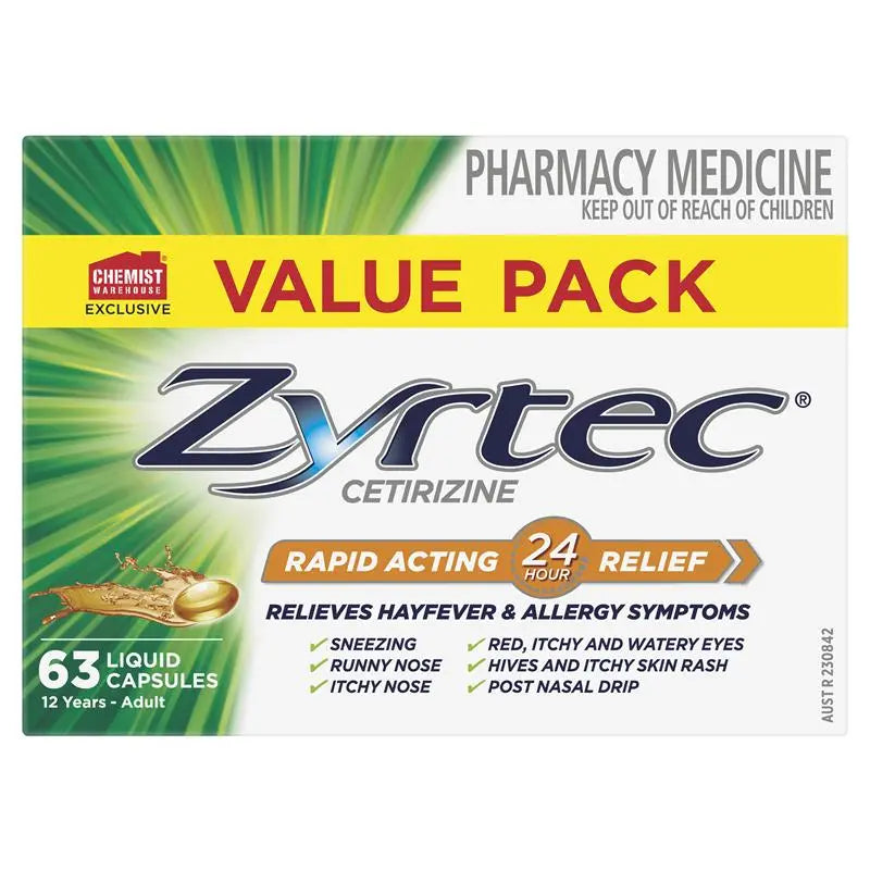 Zyrtec 10mg Value Pack 63 Liquid Capules