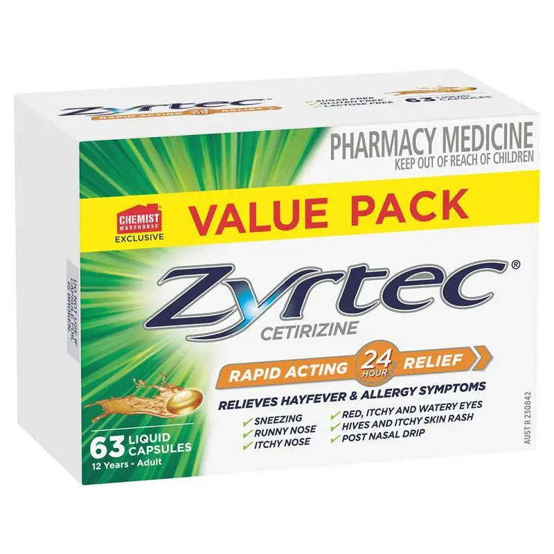Zyrtec 10mg Value Pack 63 Liquid Capules