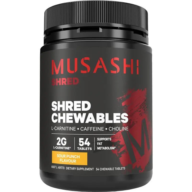 Musashi Shred Chewables Sour Punch Flavour 54 Tablets