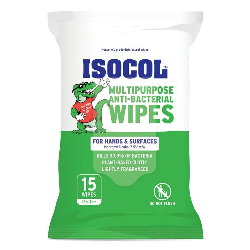 Isocol Multi Purpose Anti-Bacterial 15 Wipes