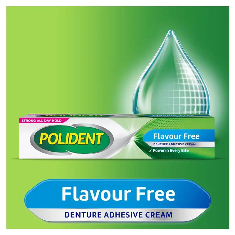 Polident Denture Adhesive Cream Flavour Free 2X60g Pack Twin Size