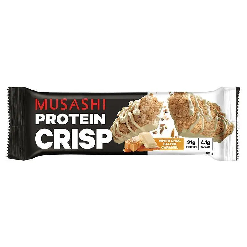 Musashi Protein Crisp Bar White Choc Salted Caramel 60g Z12