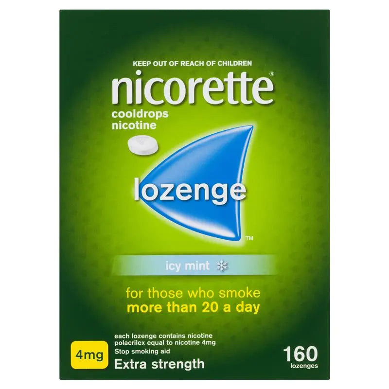 Nicorette Extra Strength Cooldrops Nicotine 4mg Icy Mint 160 Lozenges
