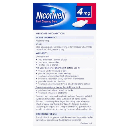 Nicotinell 4mg Fruit Gum 96 Pack
