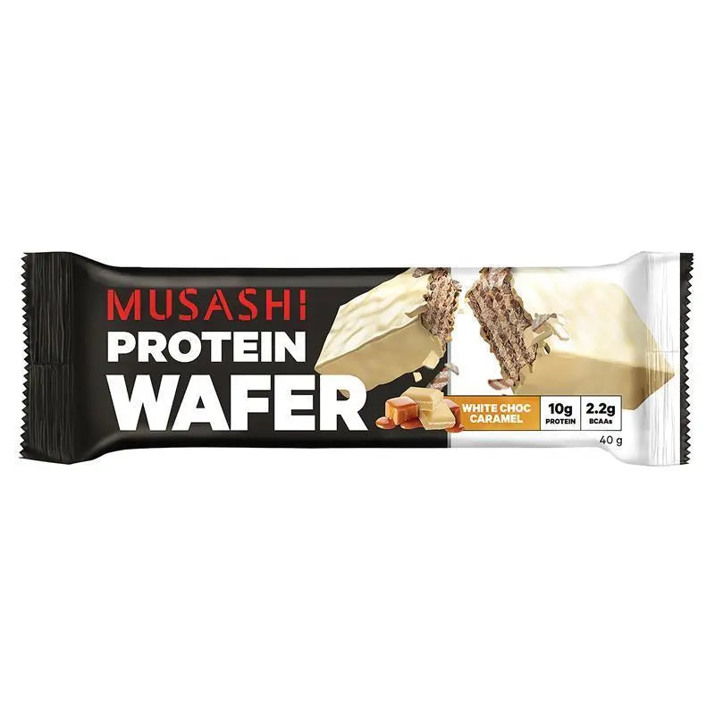 Musashi Protein Wafer White Choc Caramel 40g Z12