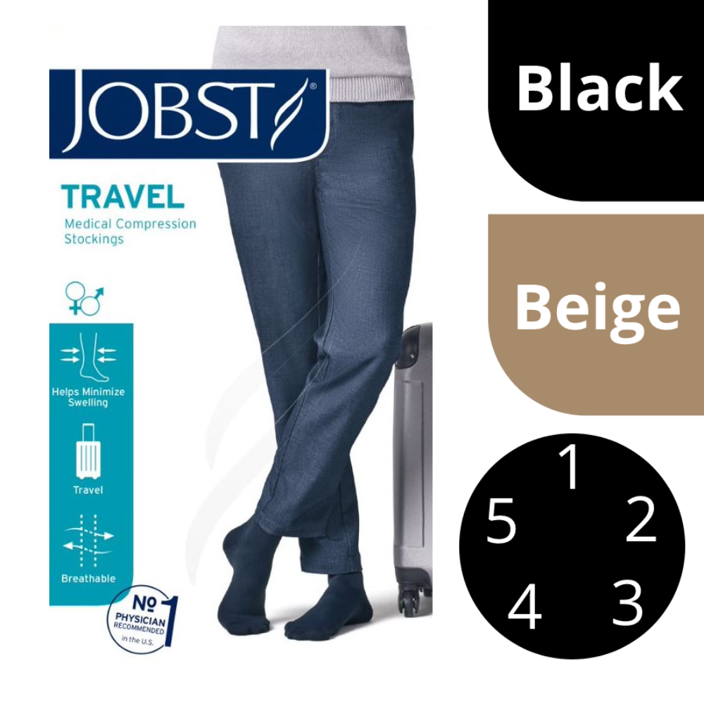 JOBST Travel Socks – Knee High Medical Compression Stockings BEIGE SIZE 1