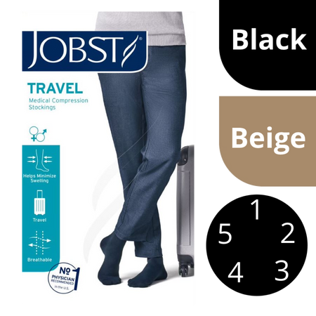JOBST Travel Socks – Knee High Medical Compression Stockings BEIGE SIZE 1
