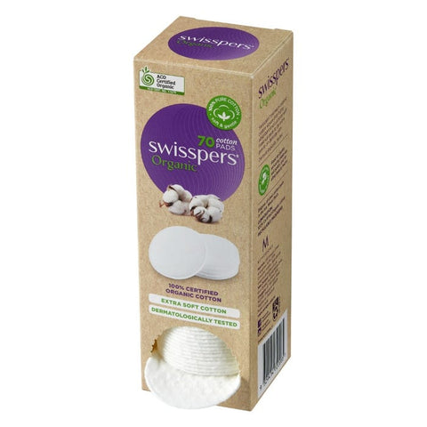 Swisspers Organic Round Cotton Pads Eco Dispenser 70 Pack