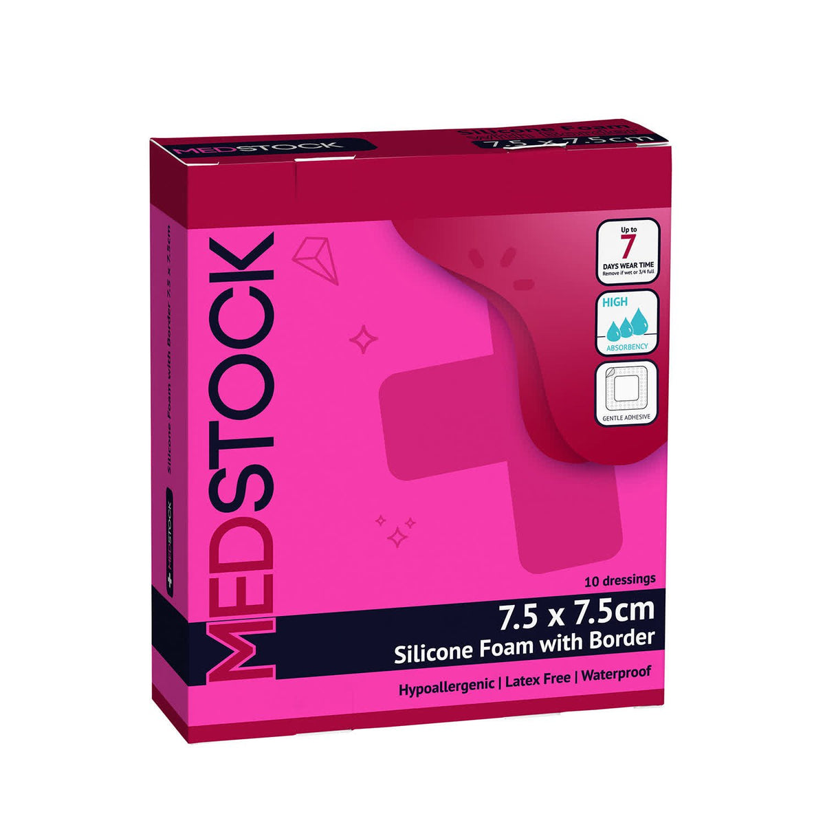 Medstock Silicone Foam With Border 7.5 cmx7.5 cm