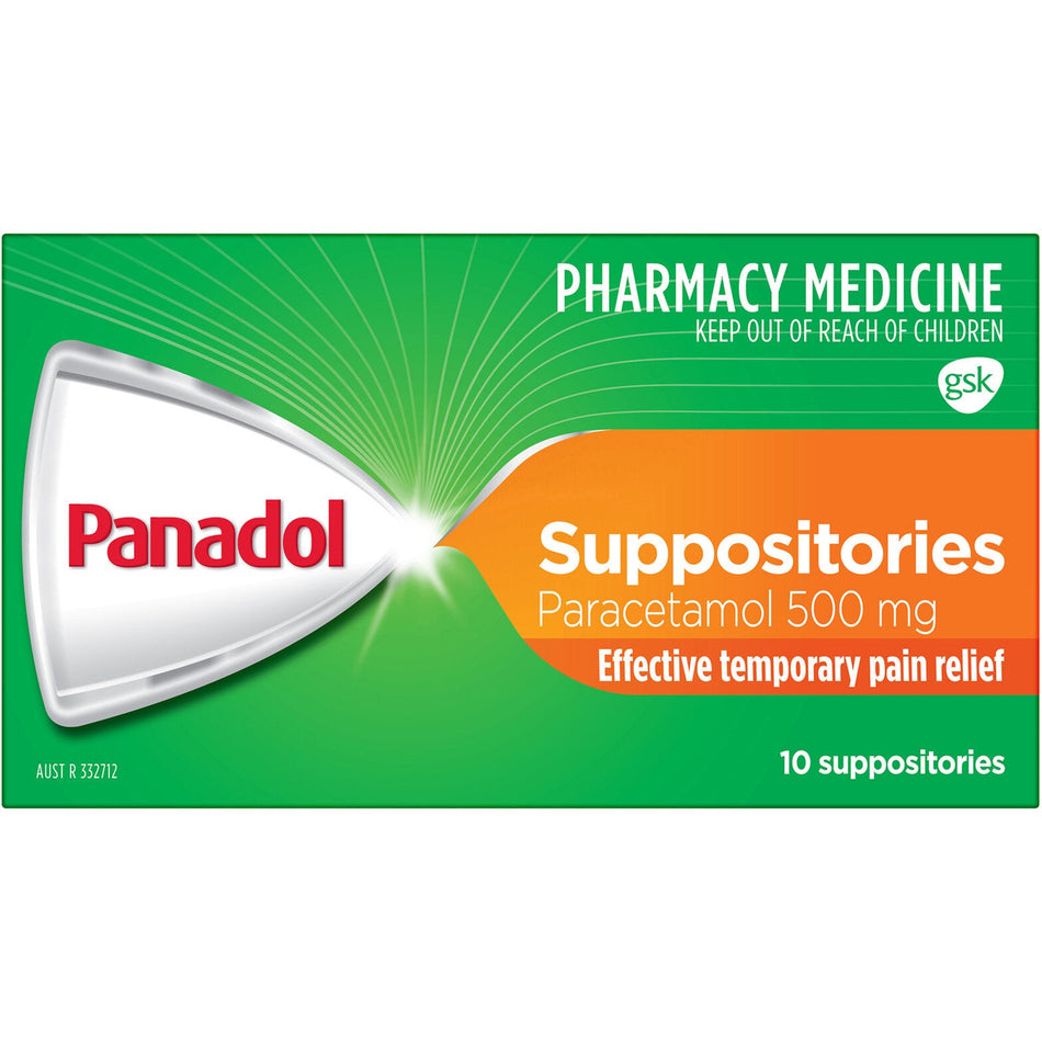 Panadol Suppositories Pain Relief 500mg 10 Pack