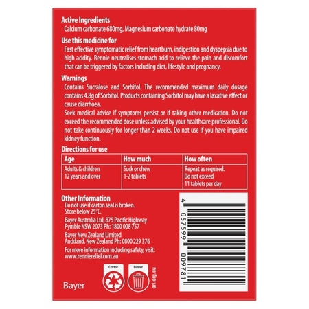 Rennie No Added Sugar Peppermint 24tab