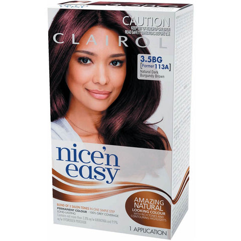 CLAIROL Nice 'N Easy 3.5BG Natural Dark Burgundy Brown Permanent Hair Color