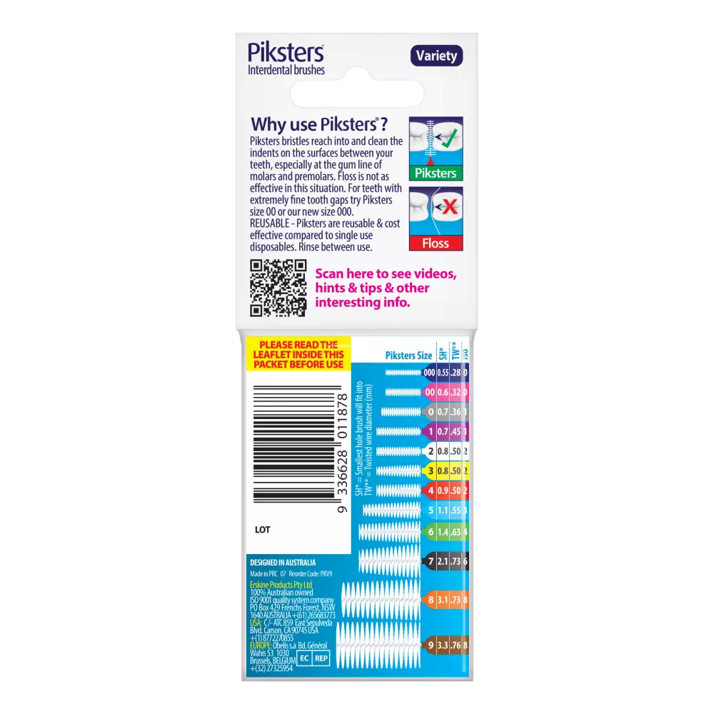 Piksters Interdental Brushes Variety 9 Pack