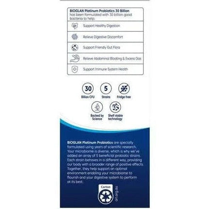 Bioglan Platinum Probiotics Daily 30 Billion 30 Capsules