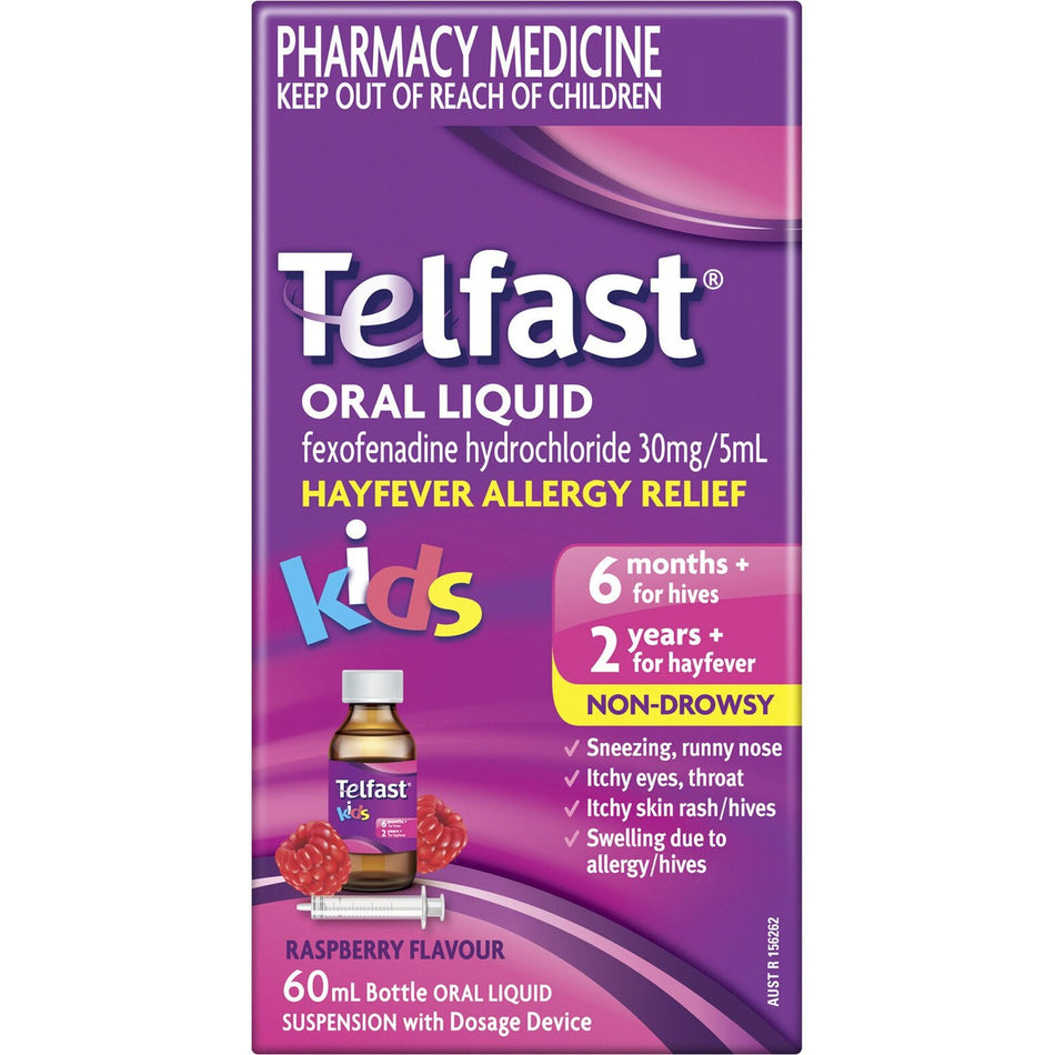 Telfast Oral Liquid Kids Hayfever Raspberry  60ml