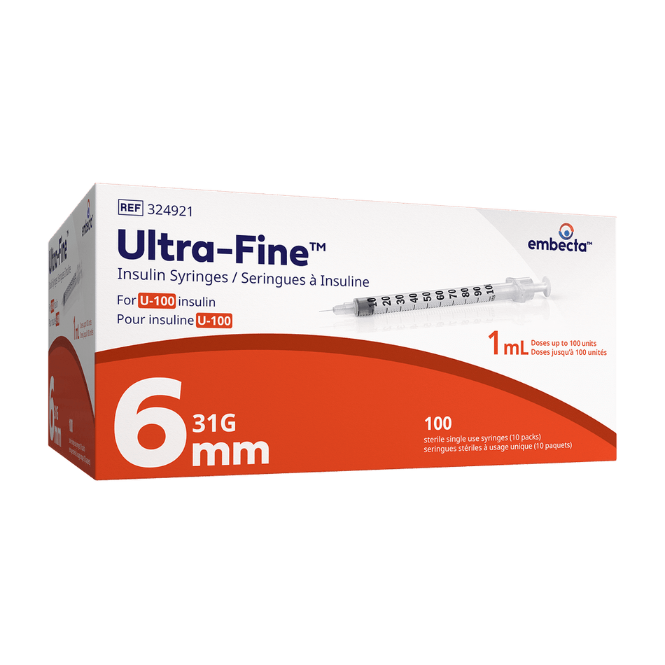Embecta BD Ultra-Fine 1ml 31g 6mm Syringe 100